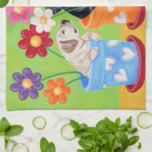 Linge De Cuisine Pot à fleurs Labrador Chiots peintures (Plié)