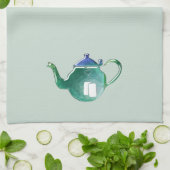 Linge De Cuisine Pot brillant de thé bleu et vert TOUT ARRIÈRE - (Plié)