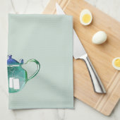 Linge De Cuisine Pot brillant de thé bleu et vert TOUT ARRIÈRE - (Quart Plié)