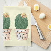 Linge De Cuisine Pot de cœur de cactus mignon et succulent floral f (Quart Plié)
