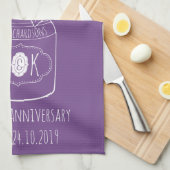 Linge De Cuisine Pot de maçon tiré par la main de bouquet de fleurs (Quart Plié)