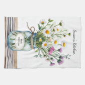 Linge De Cuisine Pot Mason Jar de fleurs sauvages (Horizontal)