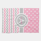 Linge De Cuisine Pot rose Gris Poka Chevron (Horizontal)