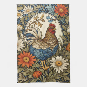 Linge De Cuisine Poule de Ferme Vintage et Fleurs de Marguerite