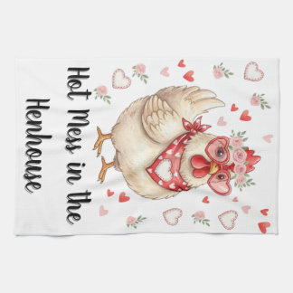 Linge De Cuisine Poule de la Saint-Valentin en désordre dans le pou