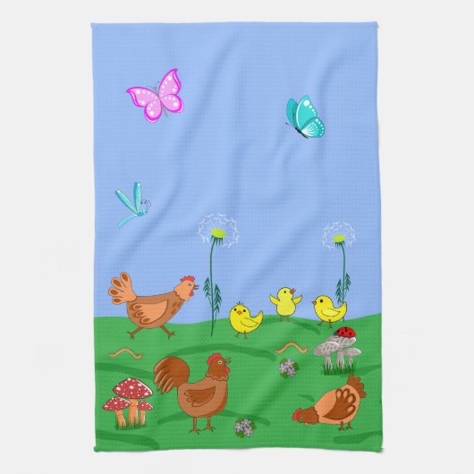Linge De Cuisine Poule et poussins (Vertical)
