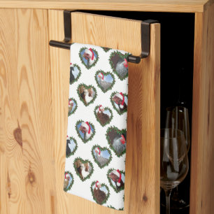 Linge De Cuisine Poules au cœur de couronne de Noël
