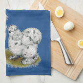 Linge De Cuisine Poulet à éclaboussures de Silkie Bantam (Quart Plié)