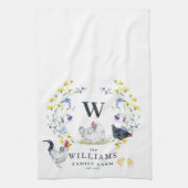 Linge De Cuisine Poulet agricole rustique | Nom de famille Monogram (Vertical)