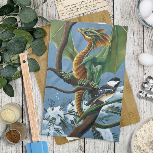 Linge De Cuisine Poulet de dragon vert hiver