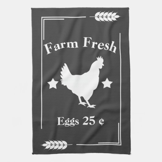 Linge De Cuisine Poulet frais de la ferme rustique (Vertical)