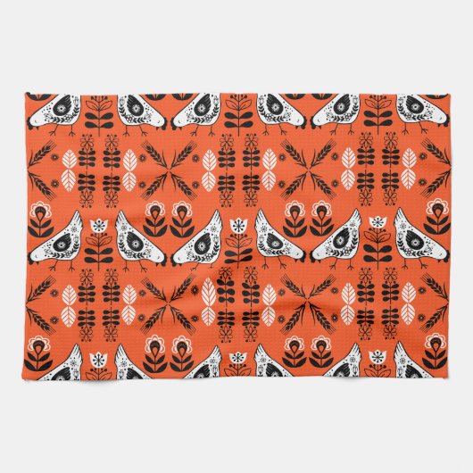 Linge De Cuisine Poulet Hen Folk Art (Horizontal)