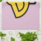 Linge De Cuisine Poulet Jaune Sur Fond Rose (Plié)