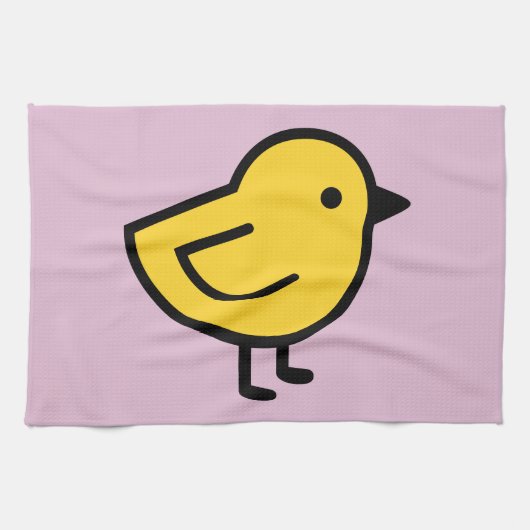 Linge De Cuisine Poulet Jaune Sur Fond Rose (Horizontal)