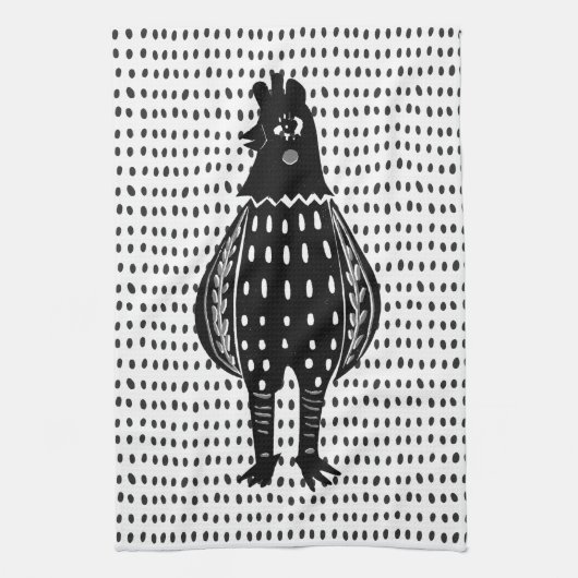 Linge De Cuisine Poulet Linocut (Vertical)