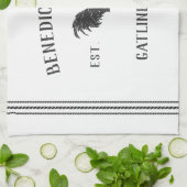 Linge De Cuisine Poulet rustique gris et blanc Nom de la ferme pers (Plié)