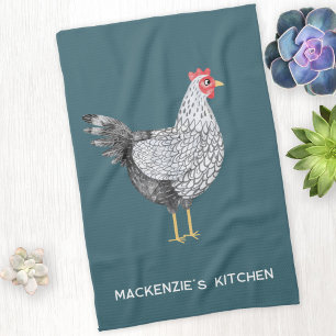 Linge De Cuisine Poulet Wyandotte aquarelle personnalisé amusant