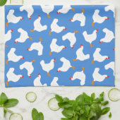 Linge De Cuisine Poulets blancs sur bleu (Plié)