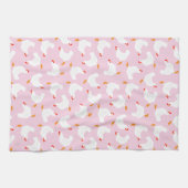Linge De Cuisine Poulets blancs sur rose (Horizontal)