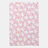 Linge De Cuisine Poulets blancs sur rose (Vertical)