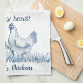 Linge De Cuisine Poulets Bleus Et Blancs Rustiques, Hen Personnalis (Quart Plié)