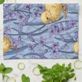 Linge De Cuisine Poulets et hyacinthes bleu ciel (Plié)