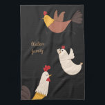 Linge De Cuisine poulets folles ferme moderne monogramme cuisine t<br><div class="desc">poulets de dessin animé pour tous les amateurs de poulet là-bas. mignon accessoire d'été pour la plage ou la fête de la piscine avec votre monogramme en police de script de brosse prêt pour votre personnalisation</div>