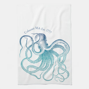 Linge De Cuisine Poulpe bleu de mer vintage