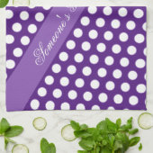 Linge De Cuisine Pourpre avec points Polka blancs (Plié)