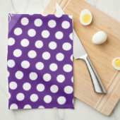 Linge De Cuisine Pourpre avec points Polka blancs (Quart Plié)