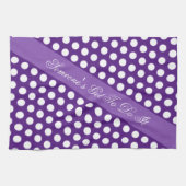 Linge De Cuisine Pourpre avec points Polka blancs (Horizontal)