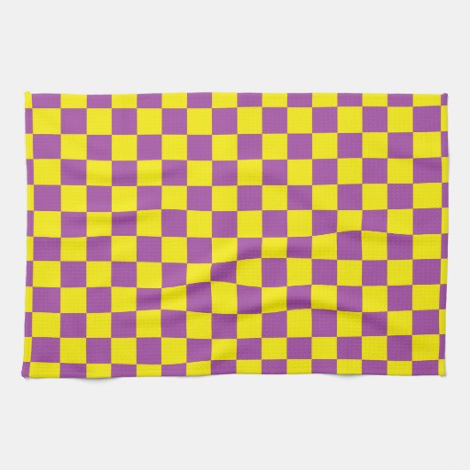 Linge De Cuisine Pourpre et jaune Checkered (Horizontal)