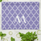 Linge De Cuisine Pourpre Marocain Moods Quatrefoil avec initial (Plié)