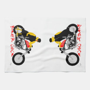 Linge De Cuisine POUSSIN de CYCLISTE se penchant contre elle