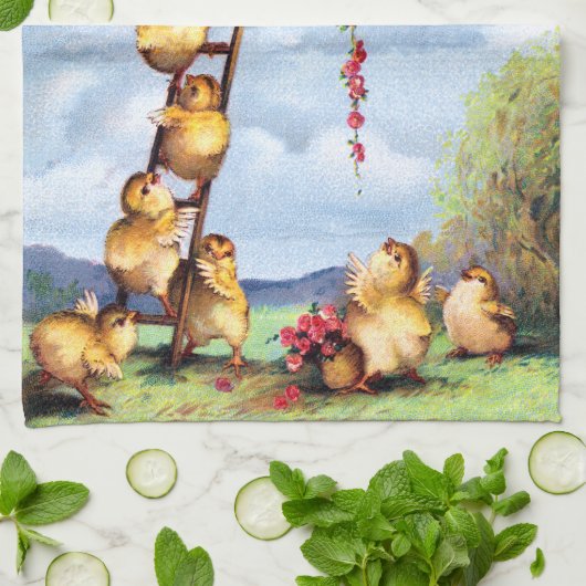 Linge De Cuisine Poussins de déplacement (Plié)