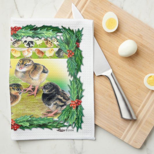 Linge De Cuisine Poussins de Noël (Quart Plié)