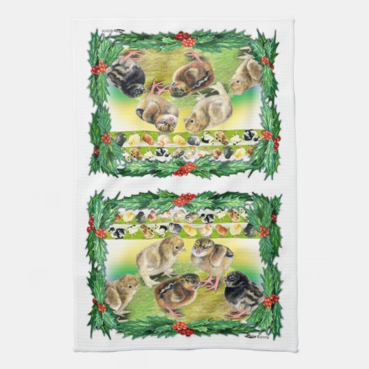 Linge De Cuisine Poussins de Noël (Vertical)