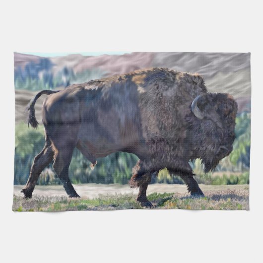 Linge De Cuisine Prairie de bison américain faune (Horizontal)