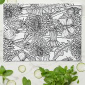 Linge De Cuisine Pré Dandelion en noir et blanc (Plié)