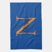 Linge De Cuisine Premier monogramme manuscrit propre nom Deep Blue (Vertical)