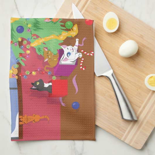 Linge De Cuisine Premier Noël des chatons (Quart Plié)