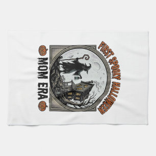 Linge De Cuisine Première Maman Halloween Gravure Vintage Sorcière