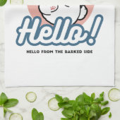 Linge De Cuisine Prends un bonjour ! - Joyeux dessin de chien blanc (Plié)