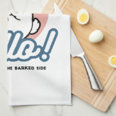 Linge De Cuisine Prends un bonjour ! - Joyeux dessin de chien blanc (Quart Plié)