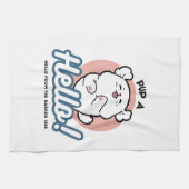 Linge De Cuisine Prends un bonjour ! - Joyeux dessin de chien blanc (Horizontal)