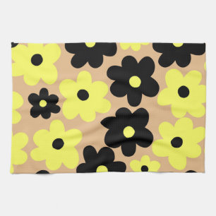 Linge De Cuisine Preppy Yellow Black Hippie Motif