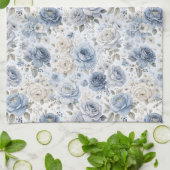 Linge De Cuisine Pretty Blue Rose Floral Watercolor  (Plié)