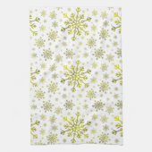 Linge De Cuisine Pretty Gold Noël Snowflakes sur Winter White (Vertical)