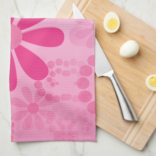 Linge De Cuisine Pretty Pink Flowers Cute Retro Daisy Pattern (Quart Plié)