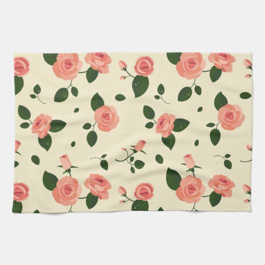 Linge De Cuisine Pretty Pink Roses Pastel Pink Pattern (Horizontal)